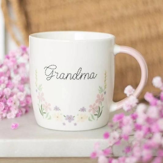 Taza con diseño floral de la abuela en tonos pastel