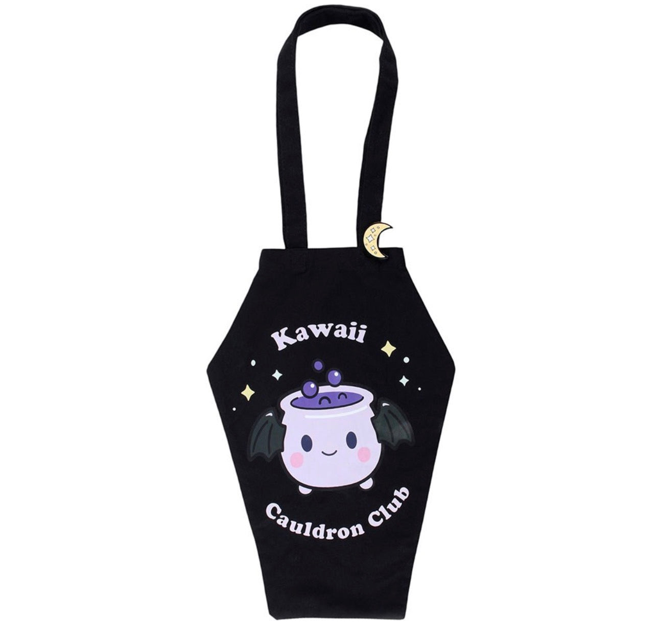 BOLSO DE MANO CON FORMA DE ATAÚD DEL CLUB CAULDRON KAWAII CON INSIGNIA DE PIN ESMALTADO