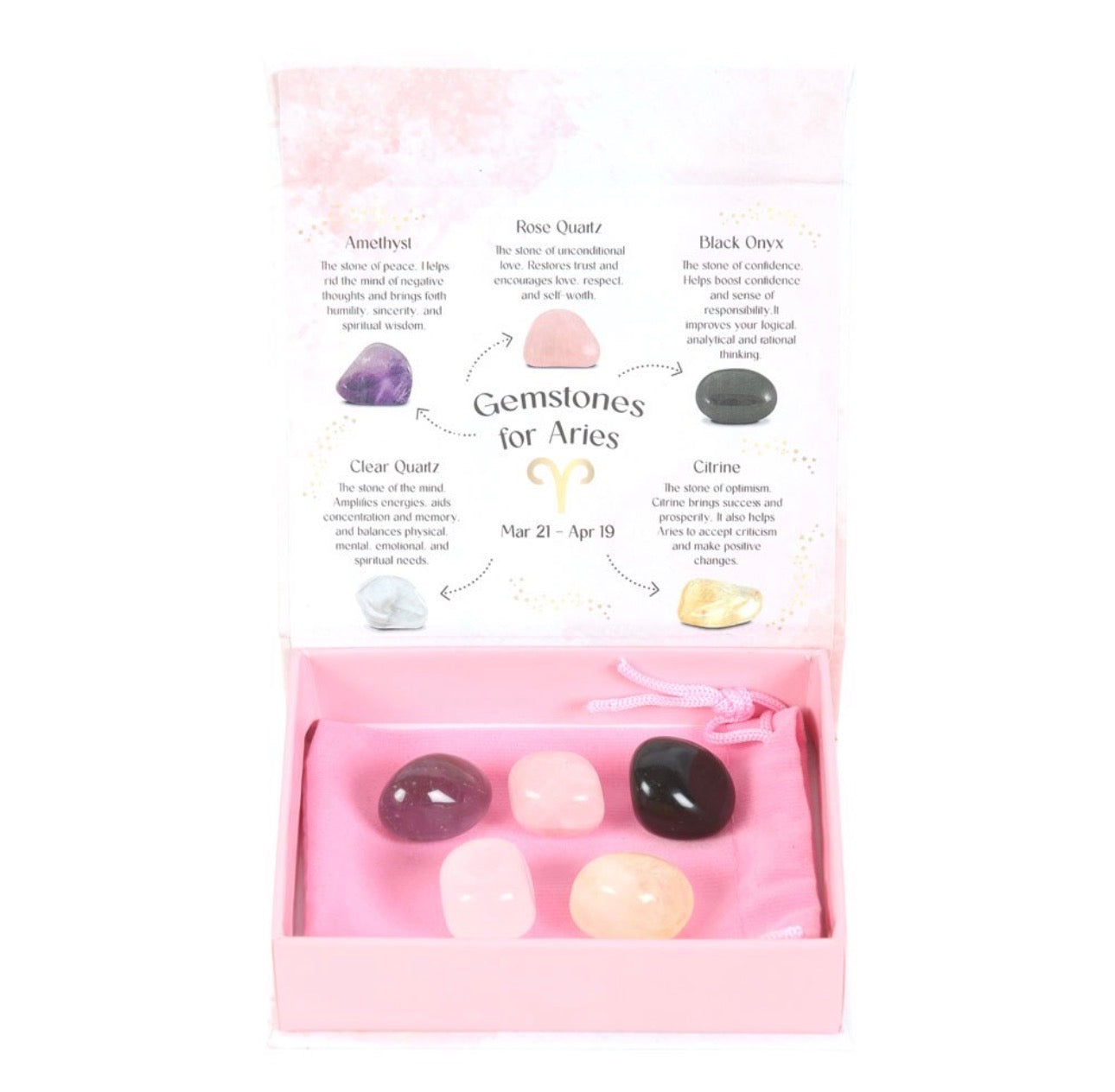 JUEGO DE PIEDRAS RODADAS DE CRISTAL ARIES