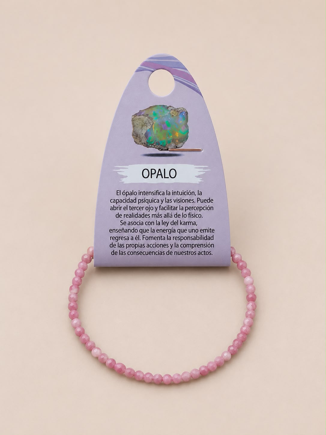 Pulsera Facetada Opalo Rosa 3mm