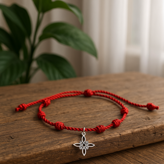 Pulsera 7 Nudos Con Dije Nudo De Brujas En Acero