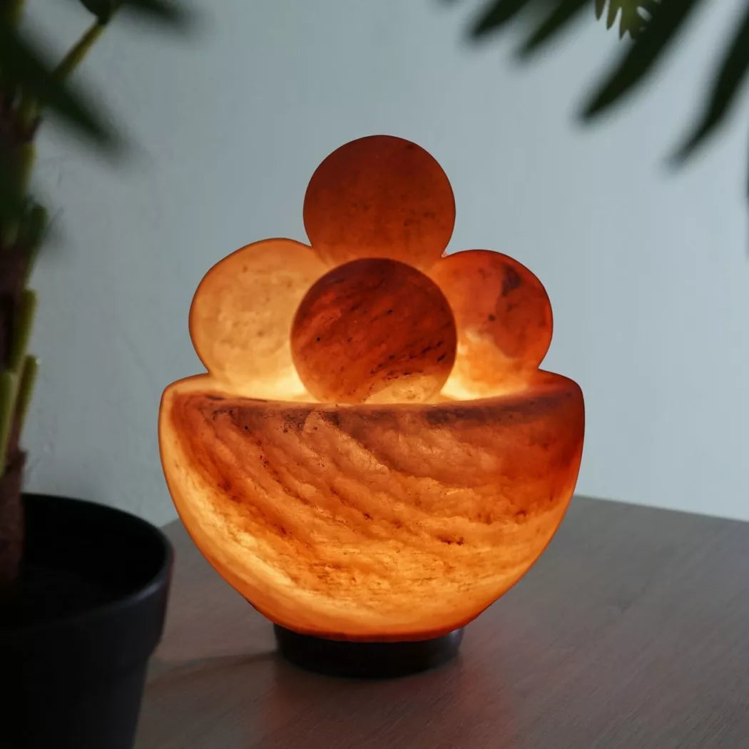 Lámpara de Sal del Himalaya + 4 bolas de masaje de sal del Himalaya