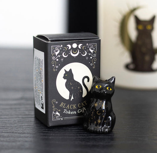 Gatito negro de la suerte de cerámica con cajita