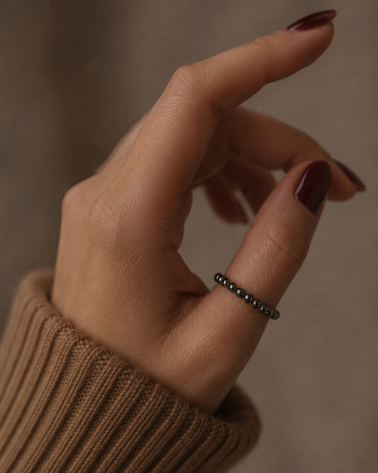 Anillo Elastico Piedra Natural Terahercio Liso 2 mm
