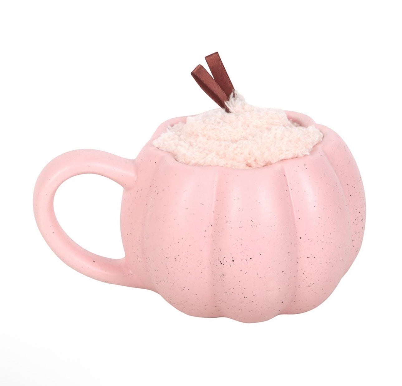 JUEGO DE TAZA Y CALCETINES CON DISEÑO DE CALABAZA ROSA