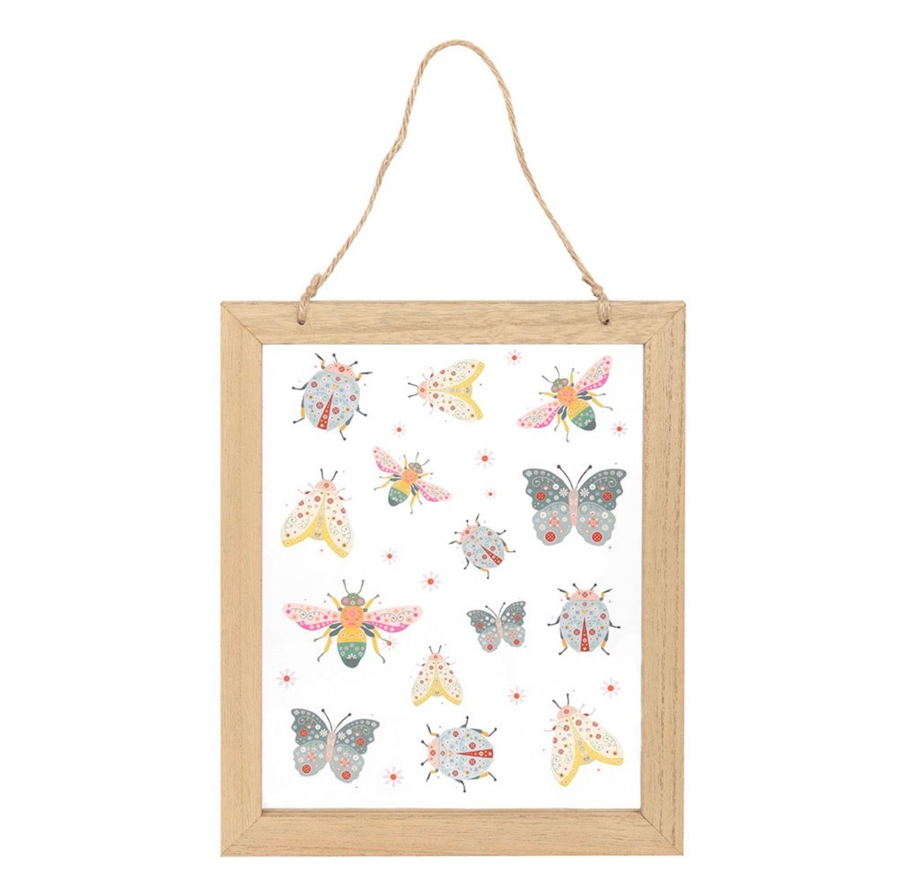 COLGANTE DE PARED DE VIDRIO CON ESTAMPADO FLORAL DE INSECTOS