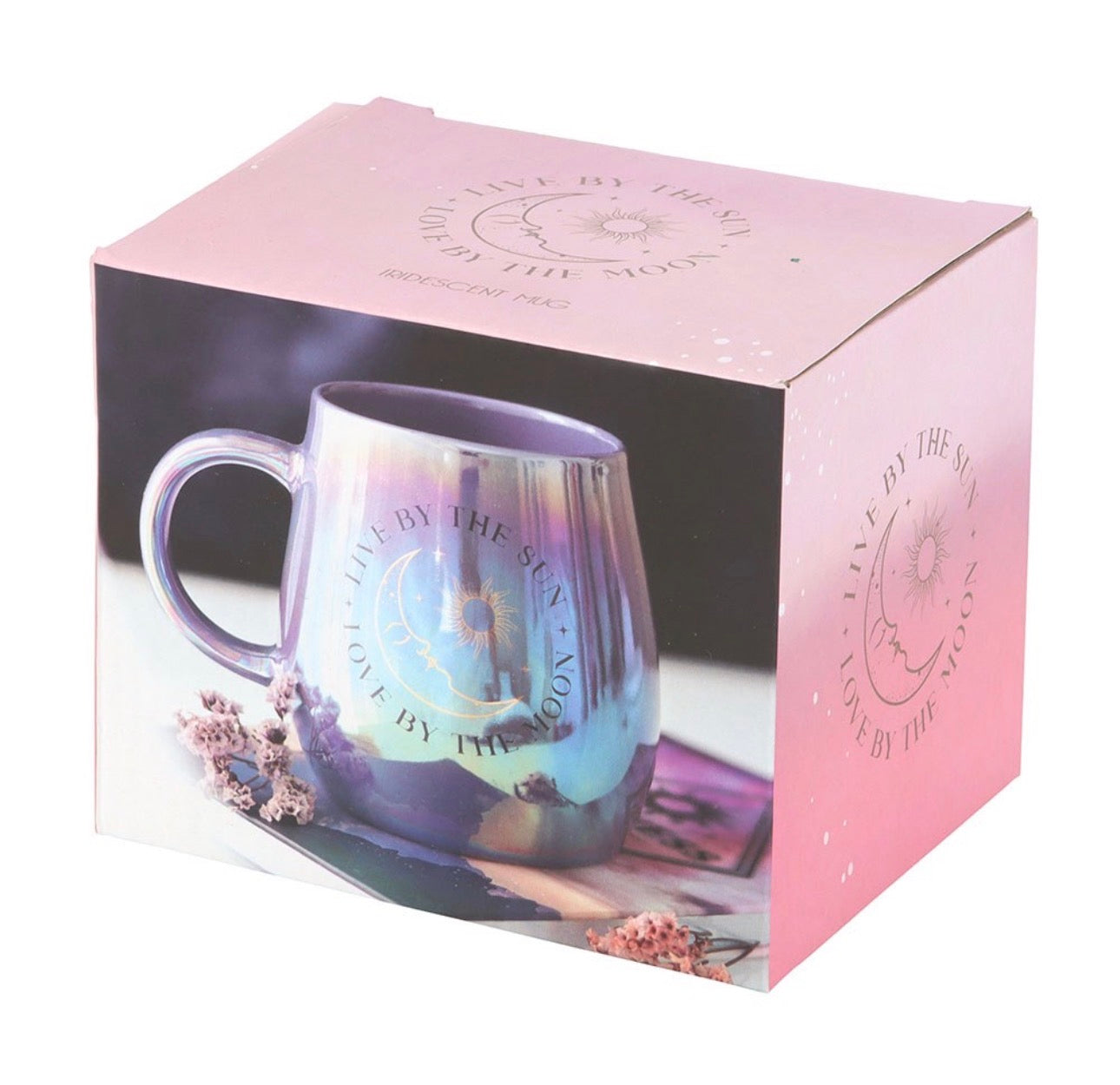 TAZA IRIDISCENTE VIVE POR EL SOL AMA POR LA LUNA
