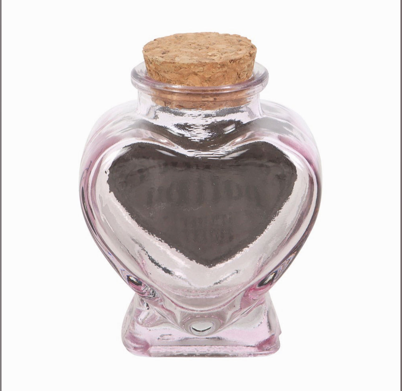 Botella decorativa de poción de amor con forma de corazón de cristal