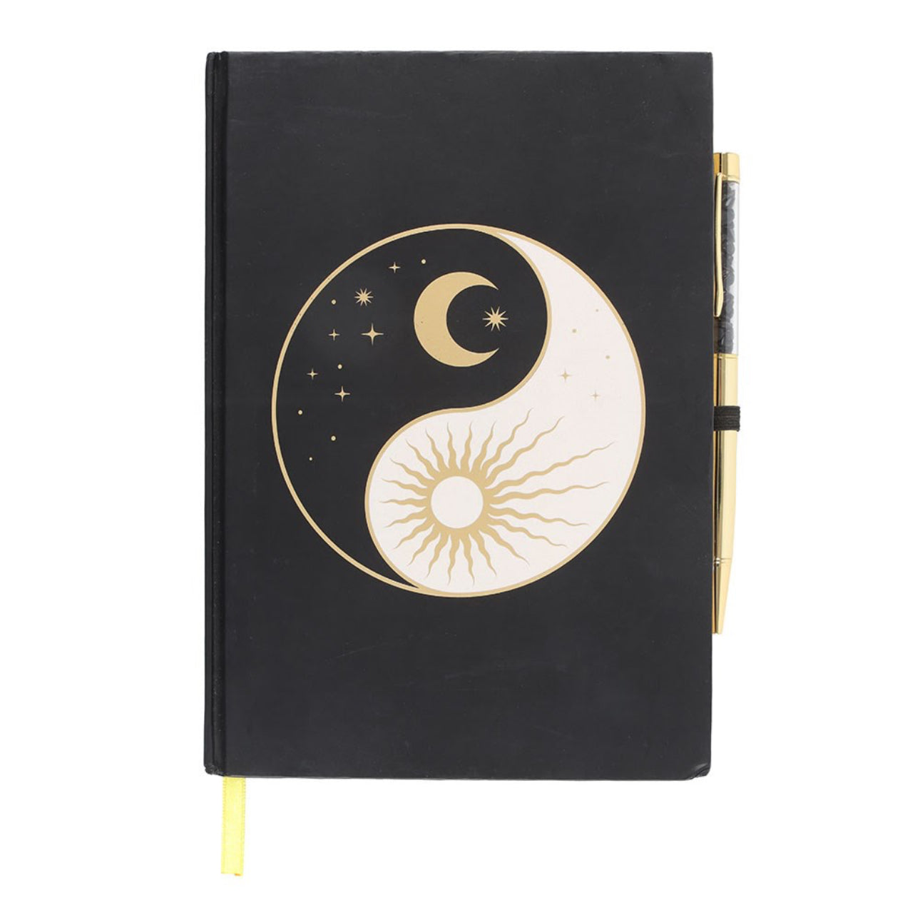 Libreta Yin Yang con bolígrafo de obsidiana negra