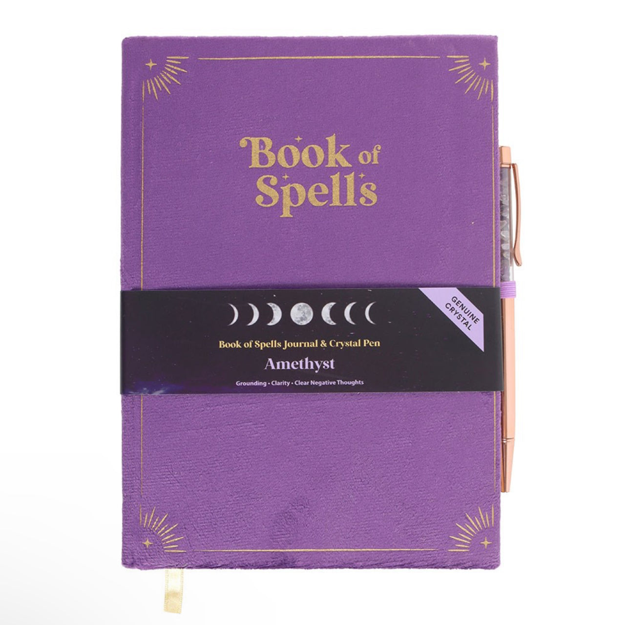 Libreta del Libro de Hechizos con Bolígrafo de Cristal de Amatista