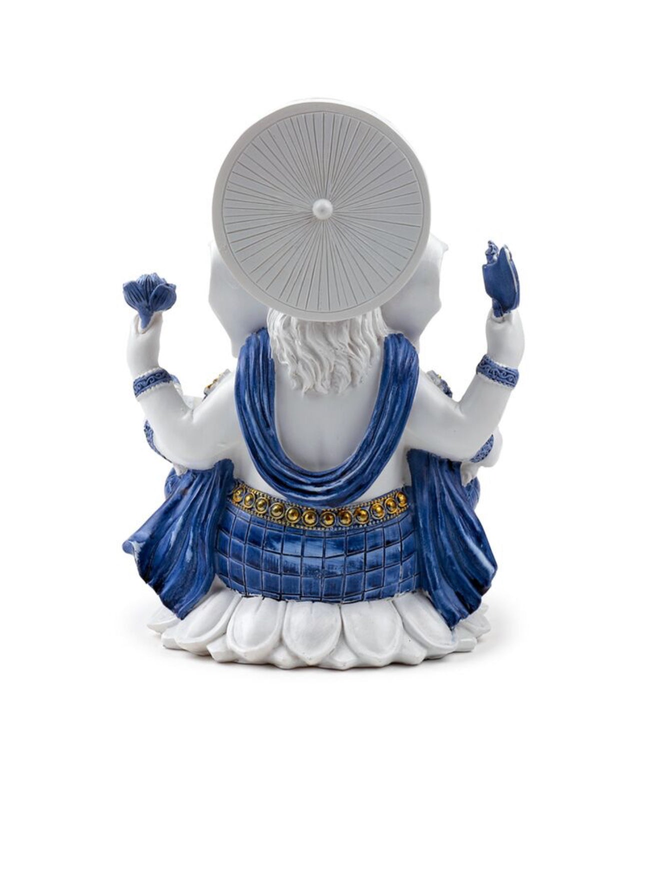 Figura Ganesha Blanca y Azul Postura Meditación