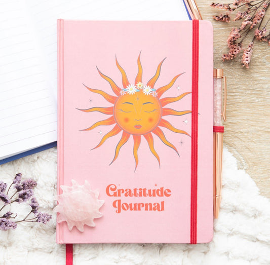 Libreta The Sun Gratitude Journal con bolígrafo de cuarzo rosa