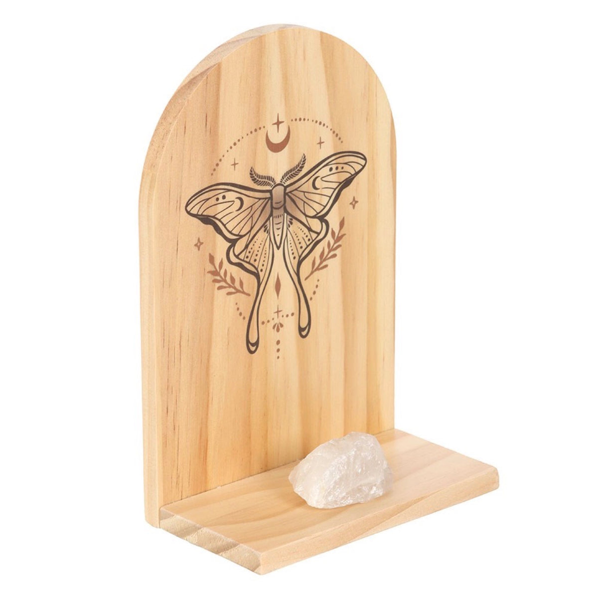 ESTANTE PORTA INCIENSO DE MADERA NATURAL LUNA MOTH
