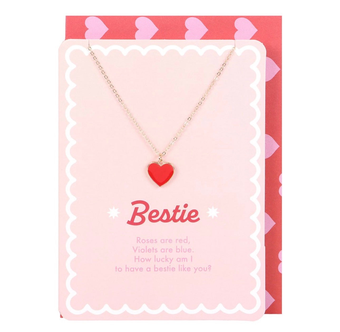 TARJETA DE FELICITACIÓN CON COLLAR DE CORAZÓN ESMALTADO PARA MEJOR AMIGA