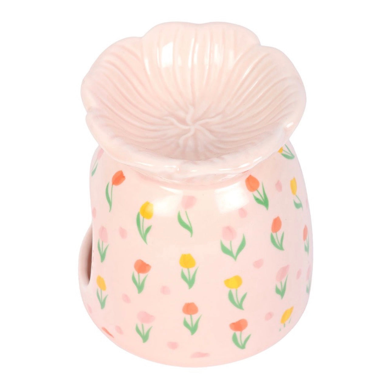 QUEMADOR DE ACEITE Y CALENTADOR DE CERA CON ESTAMPADO DE TULIPÁN