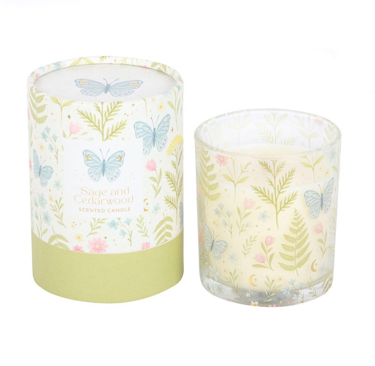 VELA LUNA BLOOM DE MARIPOSA, SALVIA Y MADERA DE CEDRO