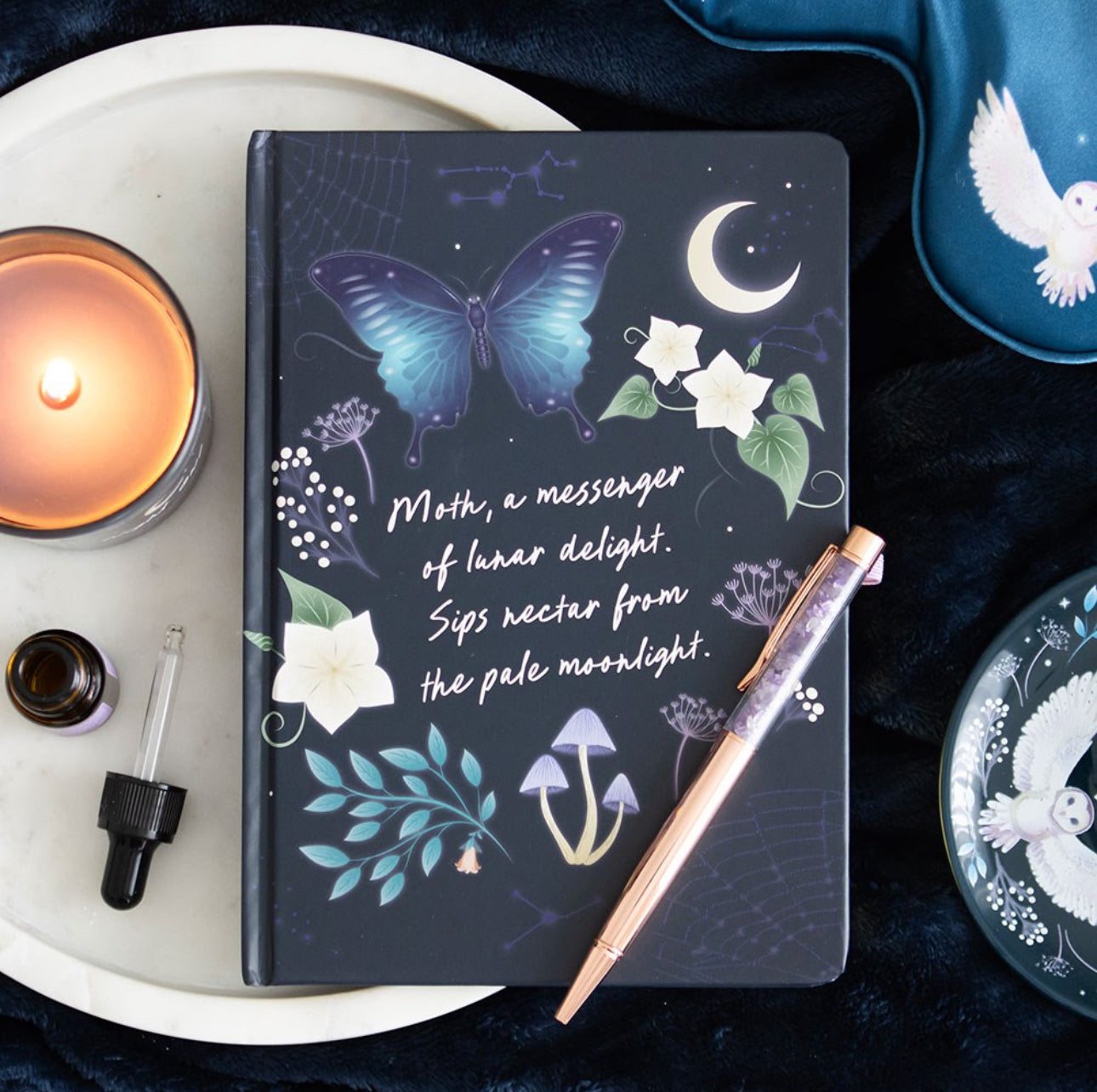 Libreta Midnight Moth con bolígrafo amatista