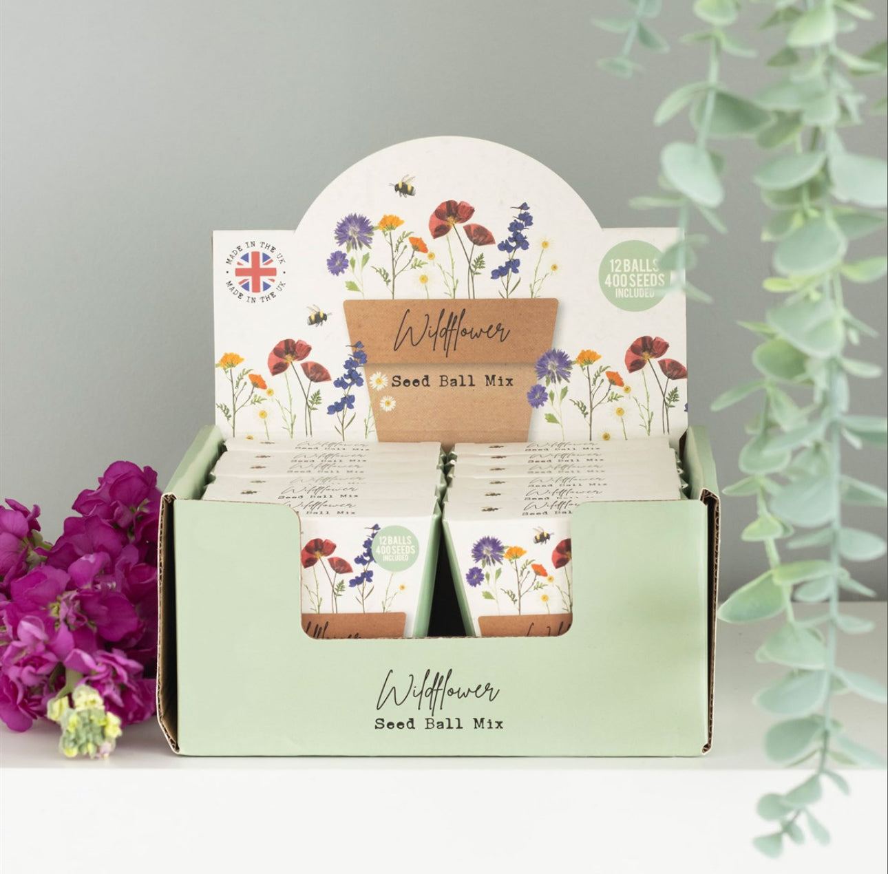 Semillas de flores silvestres en exhibición