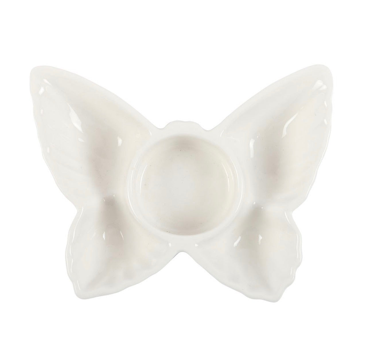 PORTAVELAS DE TÉ CON MARIPOSA BLANCA