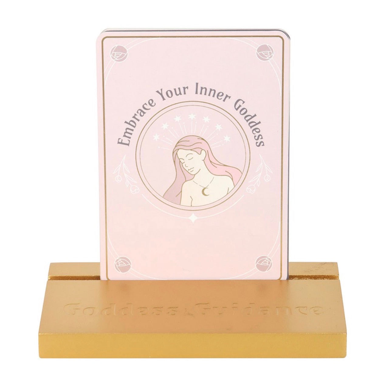 TARJETAS DE AFIRMACIÓN ENERGÉTICA DE LA DIOSA CON SOPORTE DE MADERA