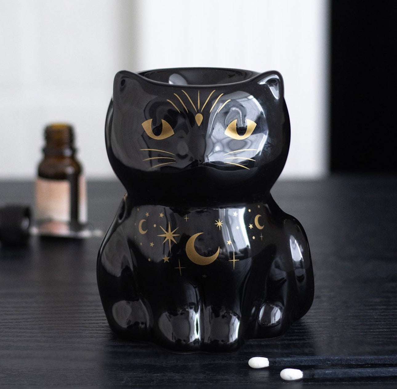 QUEMADOR DE ACEITE MÁGICO GATO NEGRO