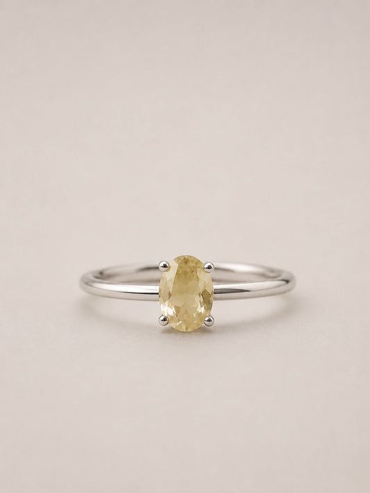 Anillo Citrino Facetado de Plata