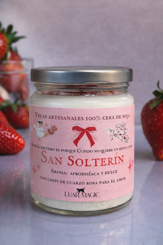 Vela artesanal San Solterín colección de San Valentín