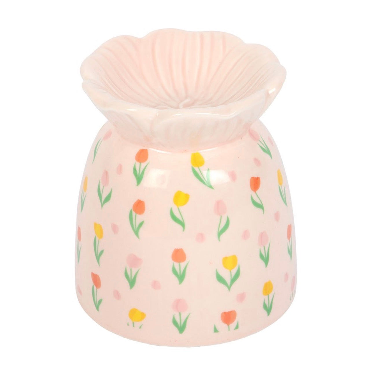 QUEMADOR DE ACEITE Y CALENTADOR DE CERA CON ESTAMPADO DE TULIPÁN