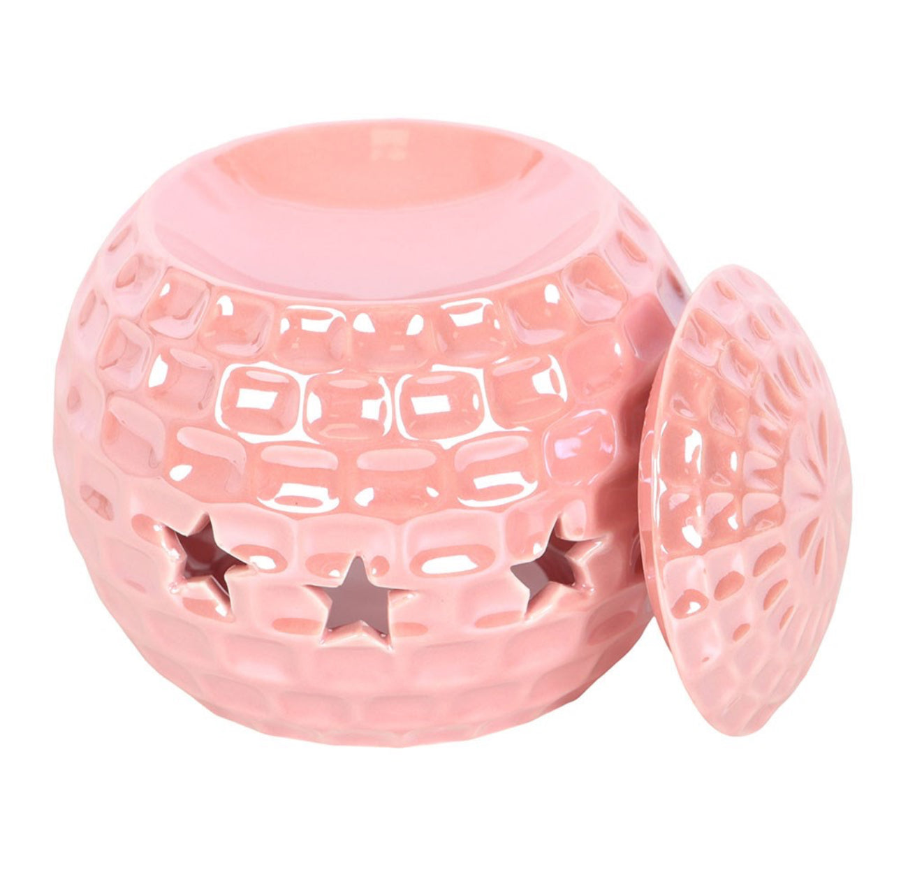 QUEMADOR DE ACEITE CON BOLA DE DISCOTECA ROSA