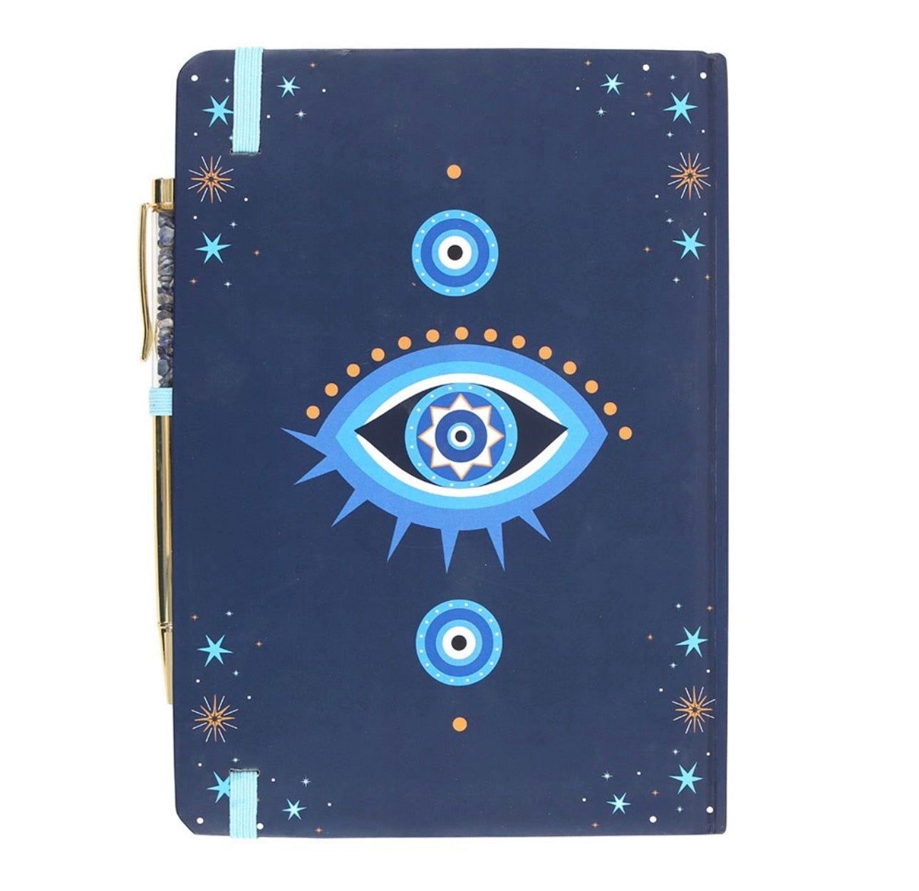 Libreta A5 OJO QUE TODO LO VE CON BOLÍGRAFO CON CHIPS DE CRISTAL