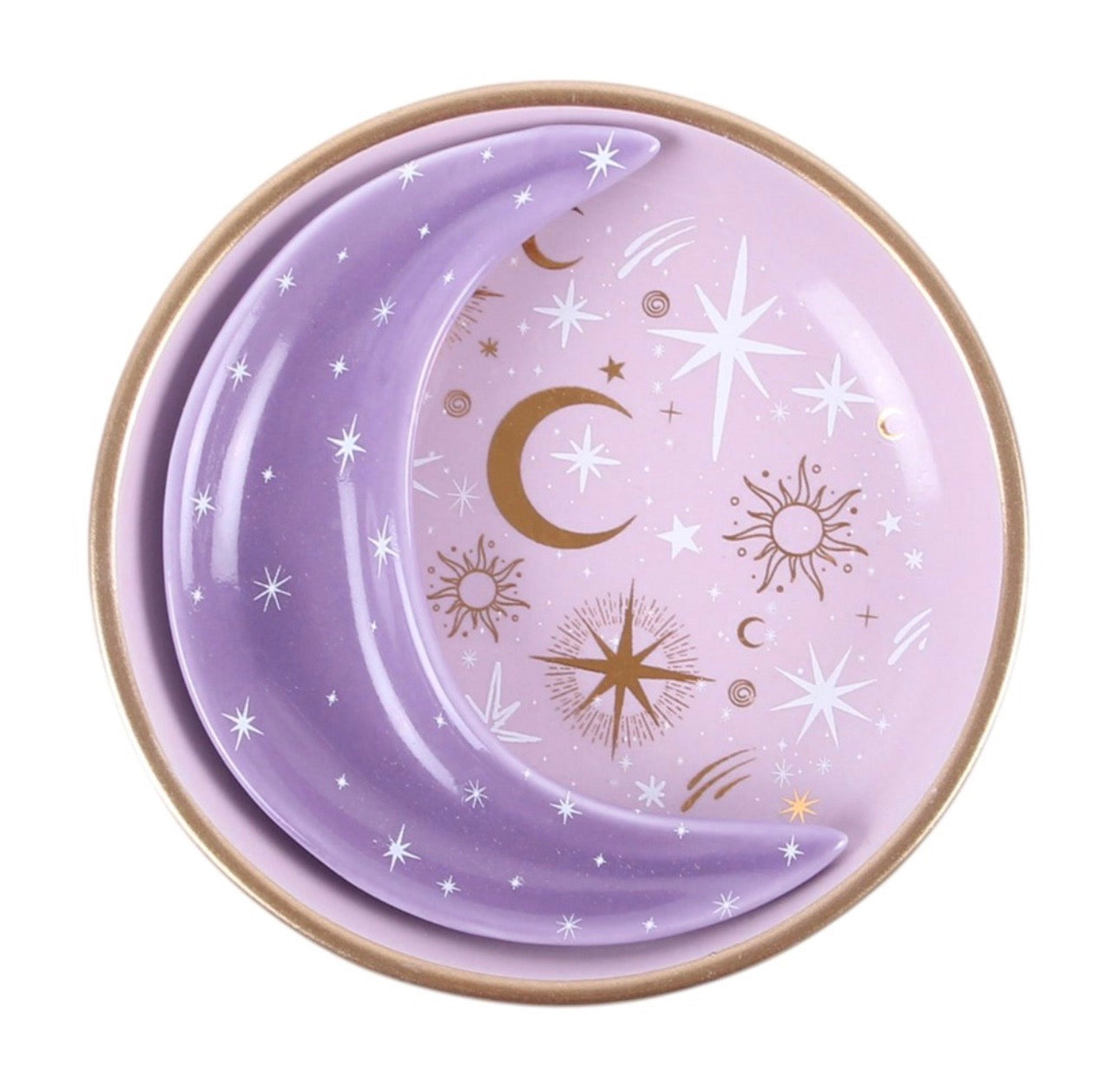 PLATOS APILABLES PARA JOYAS CON FORMA DE LUNA PÚRPURA