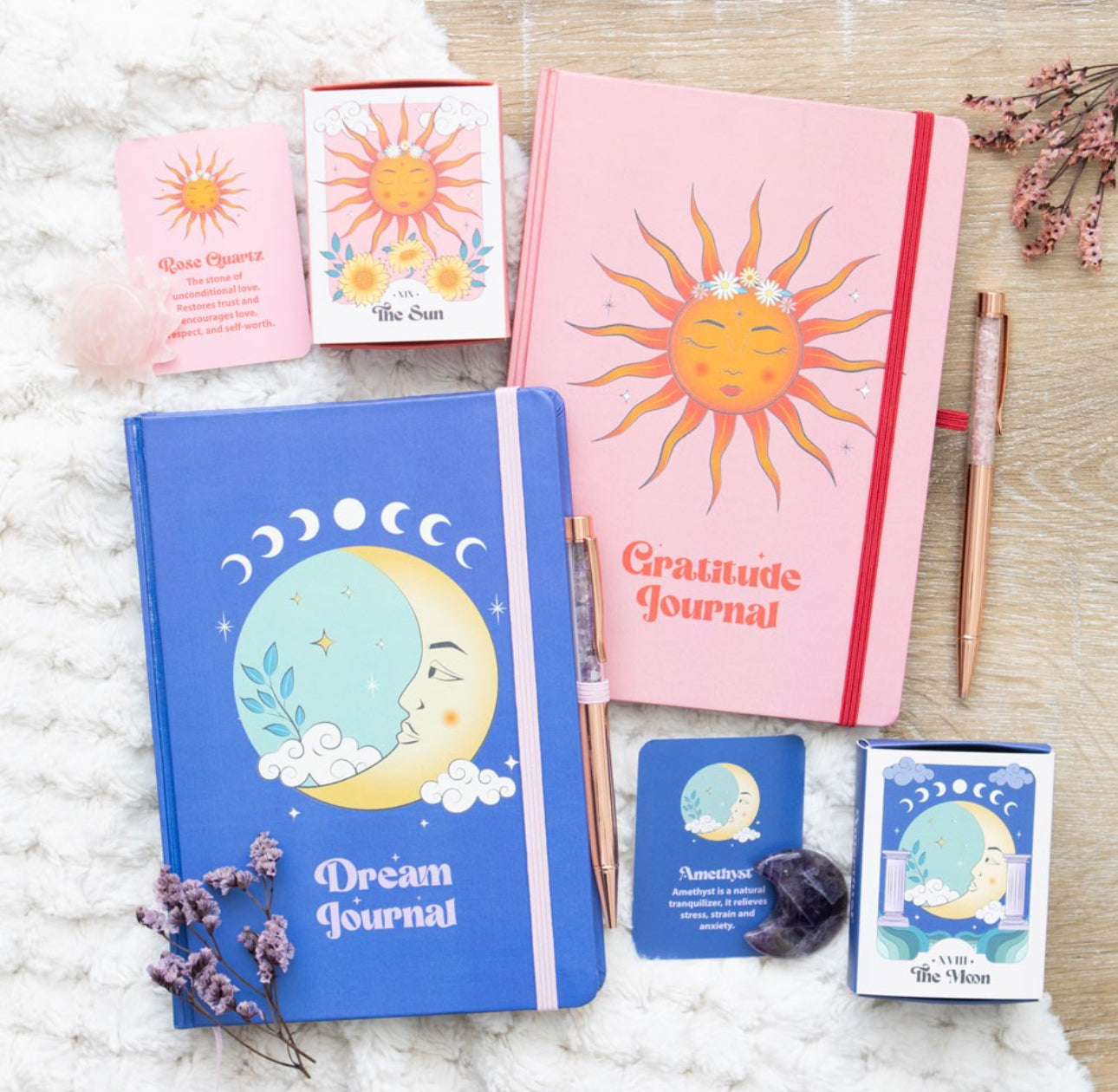 Libreta El diario de sueños lunares con bolígrafo de amatista