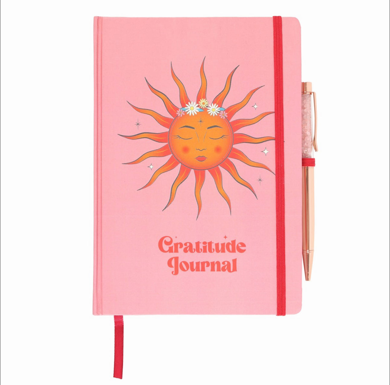Libreta The Sun Gratitude Journal con bolígrafo de cuarzo rosa
