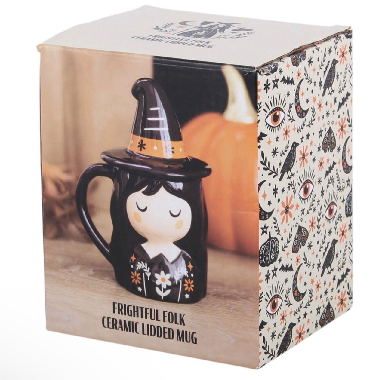 TAZA CON TAPA DE BRUJA FOLCLÓRICA TERRIBLE