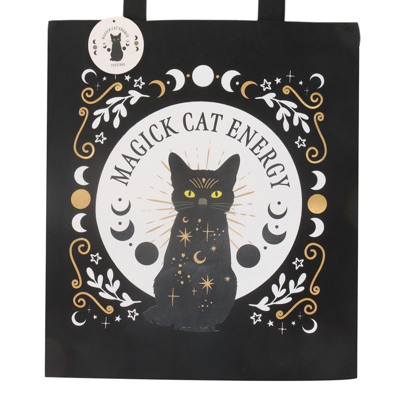 TOTE BAG DE TELA ENERGÉTICO CON DISEÑO DE GATO DE MAGIA