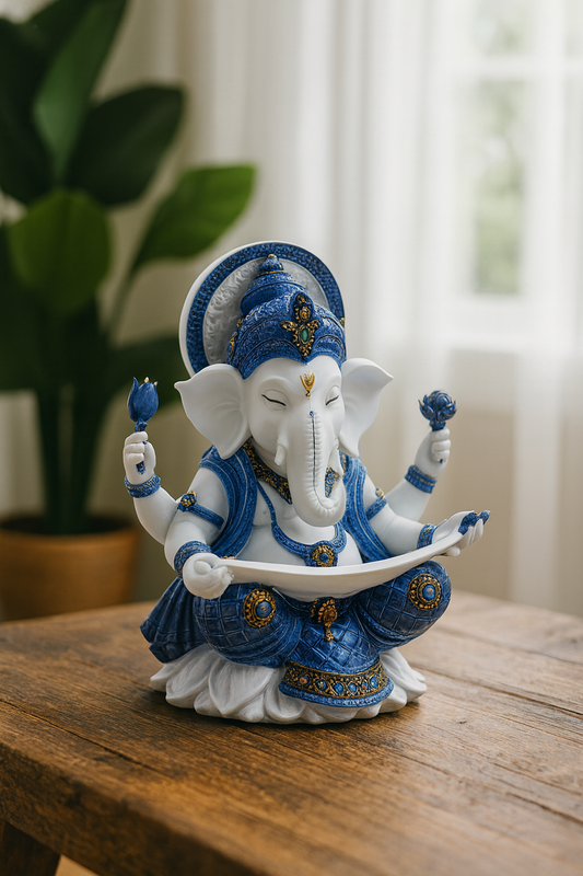 Figura Ganesh Blanca y Azul – Conocimiento