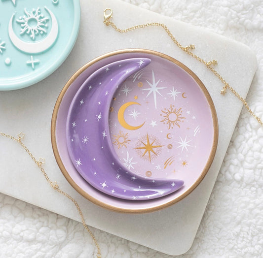 PLATOS APILABLES PARA JOYAS CON FORMA DE LUNA PÚRPURA