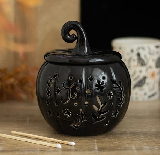 QUEMADOR DE ACEITE Y CALENTADOR DE CERA BLACK FOLK CON FORMA DE CALABAZA