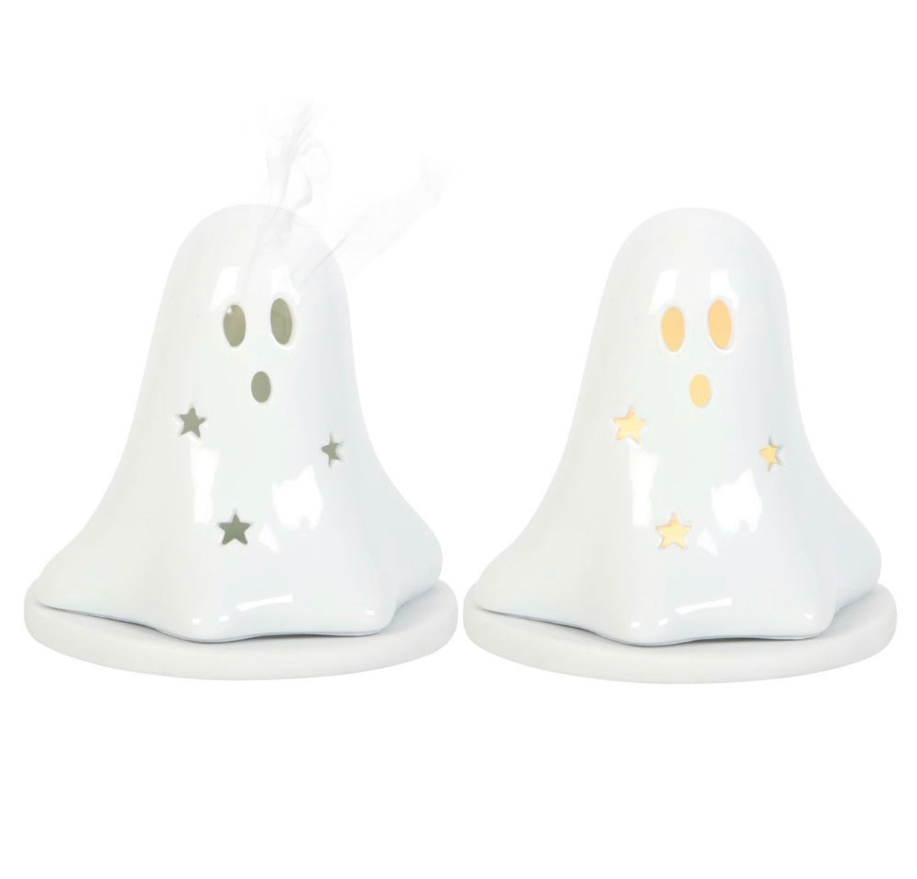 PORTAVELAS DE CERÁMICA CON FORMA DE FANTASMA PARA VELAS DE TÉ Y CONOS DE INCIENSO