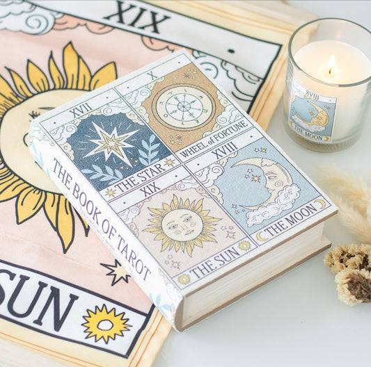 Caja de almacenamiento con forma de libro de tarot vintage