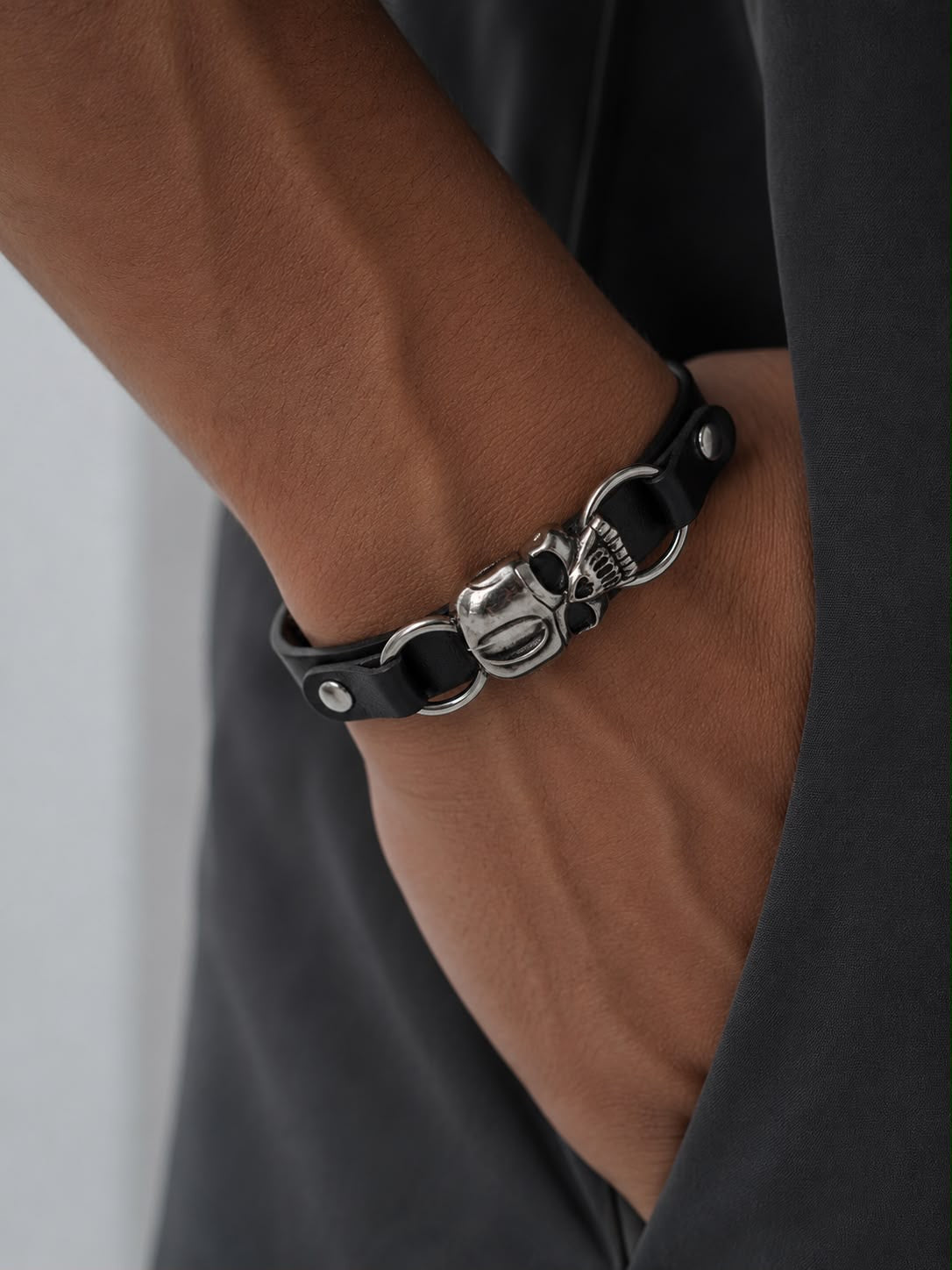 Pulsera Polipiel  Calavera 26 Cms Largo