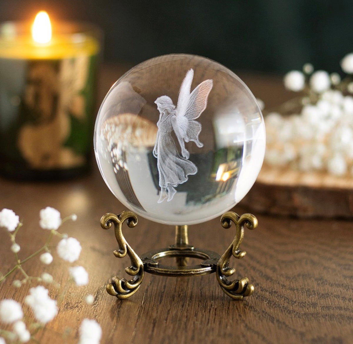 ESFERA DE CRISTAL «STARDUST FAIRY» CON GRABADO LÁSER Y SOPORTE