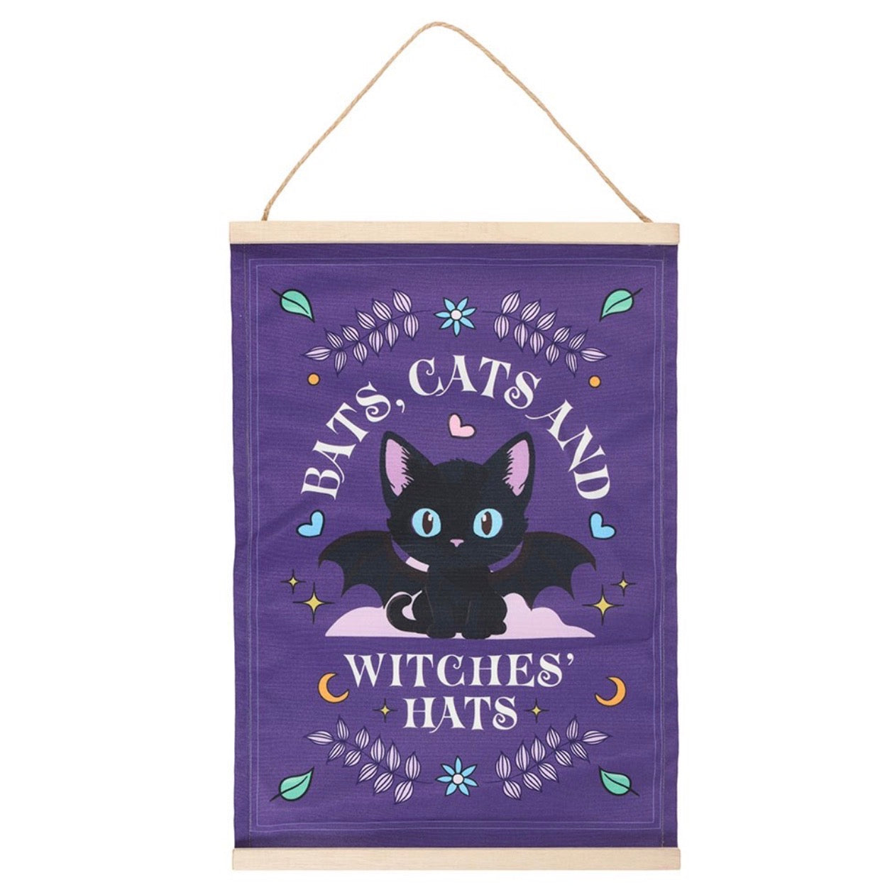 Colgador de pared Murciélagos, gatos y brujas sombreros tela para colgar en la pared