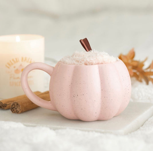 JUEGO DE TAZA Y CALCETINES CON DISEÑO DE CALABAZA ROSA