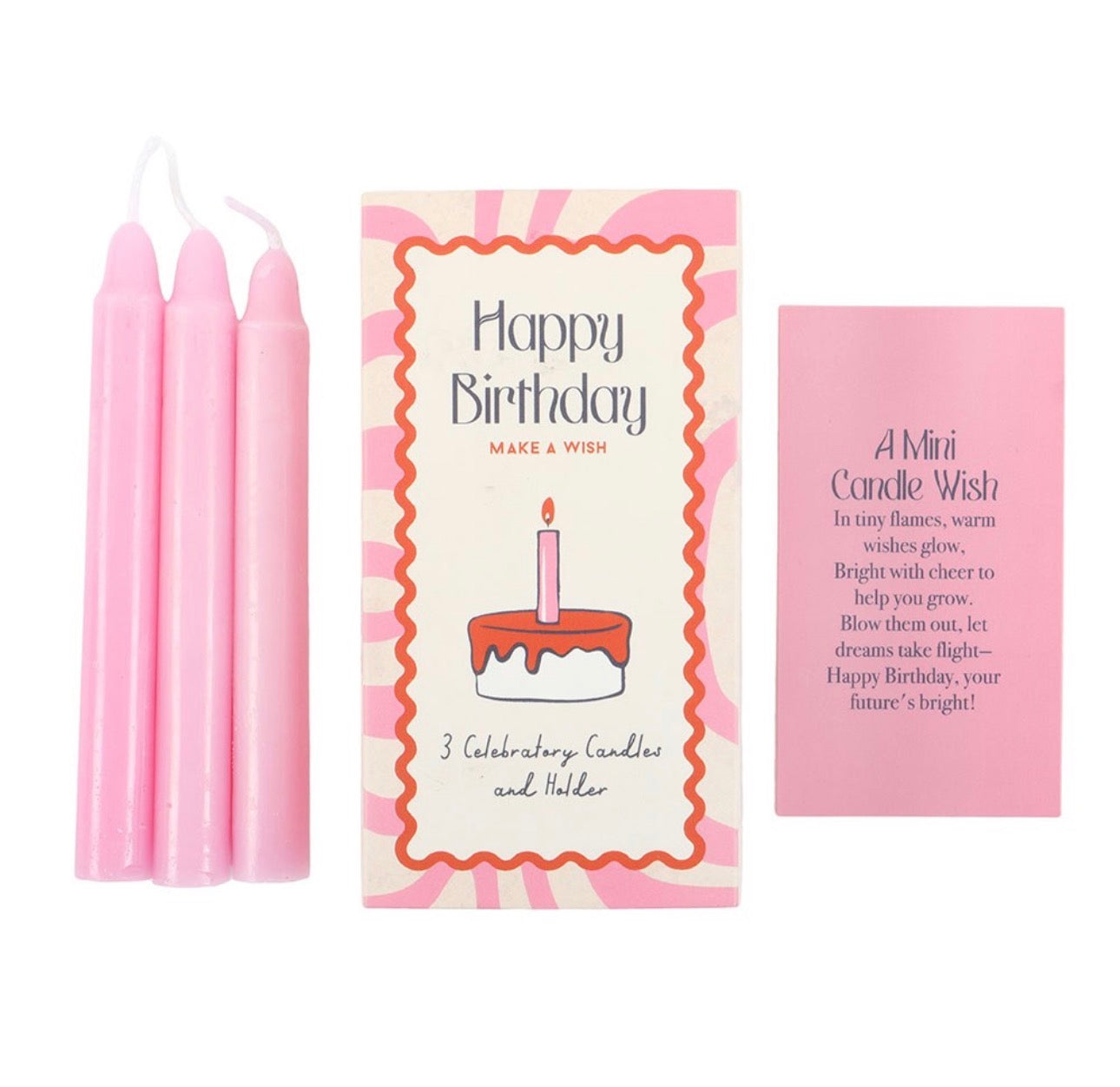 Juego de 3 velas sin aroma de Feliz Cumpleaños en caja