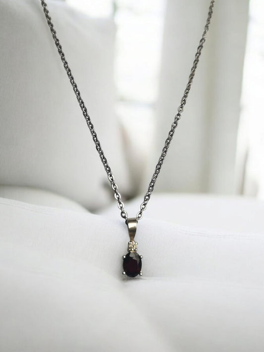 Colgante granate fino plata