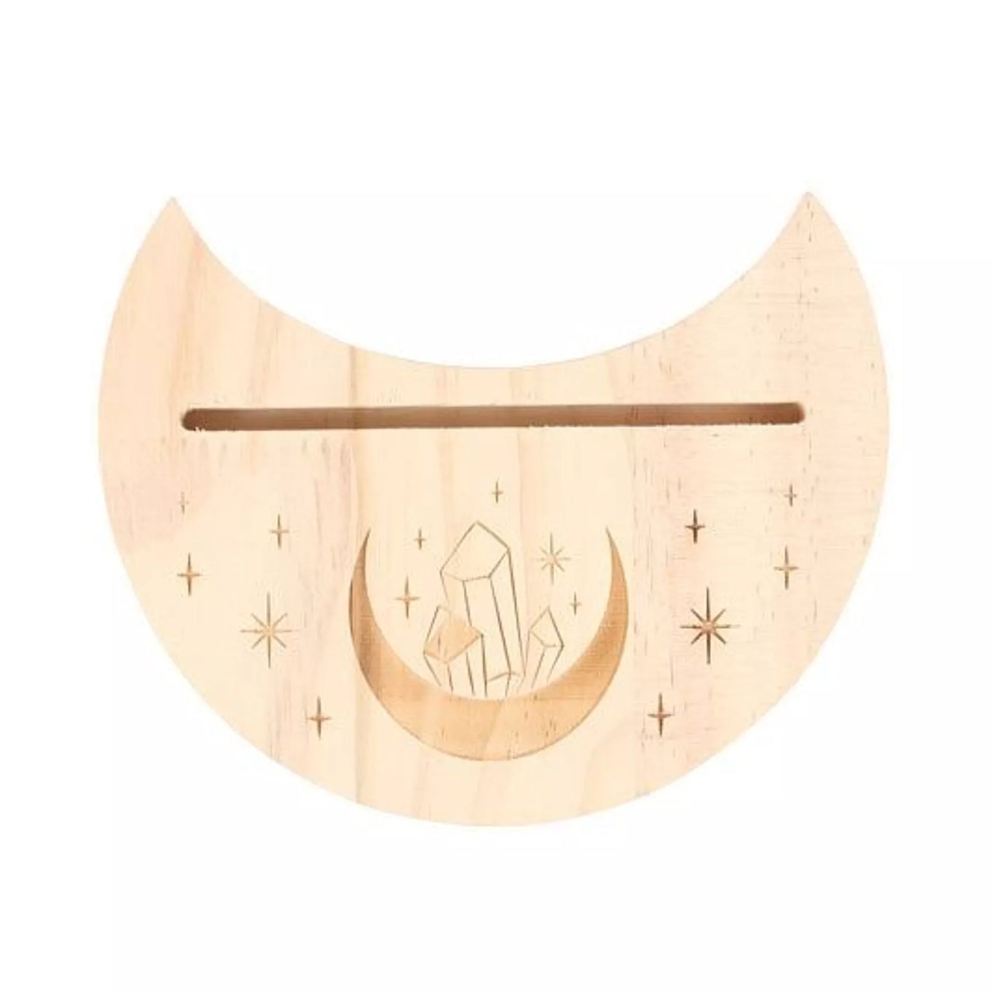 Soporte para cartas del tarot con forma de media luna de cristal natural