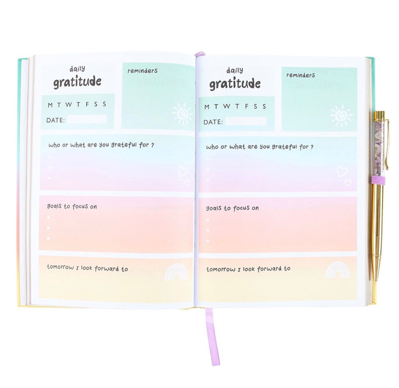 Libreta DE GRATITUD MULTICOLOR CON PLUMA AMATISTA