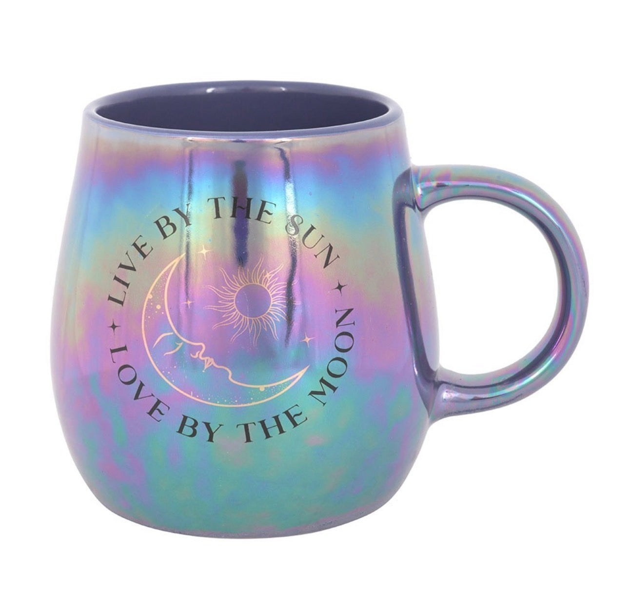 TAZA IRIDISCENTE VIVE POR EL SOL AMA POR LA LUNA