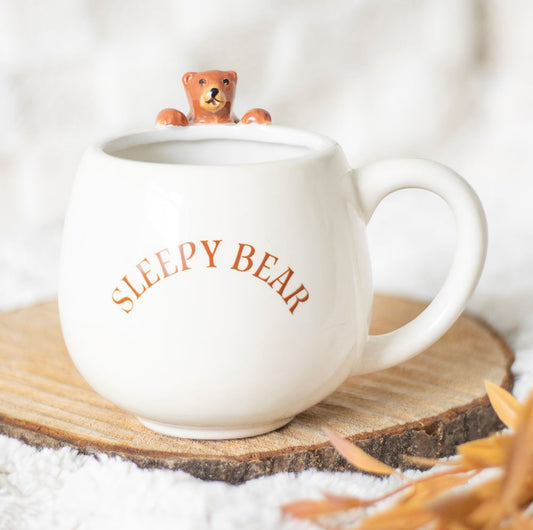 Taza redonda con forma de oso soñoliento